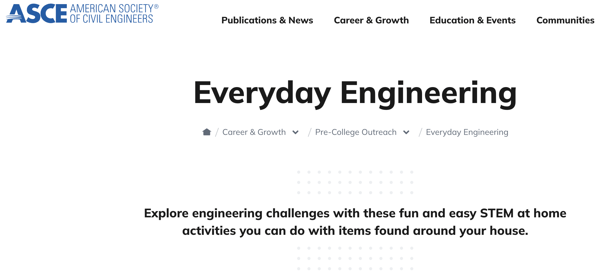 Screenshot of webpage; text reads "Everyday Engineering"