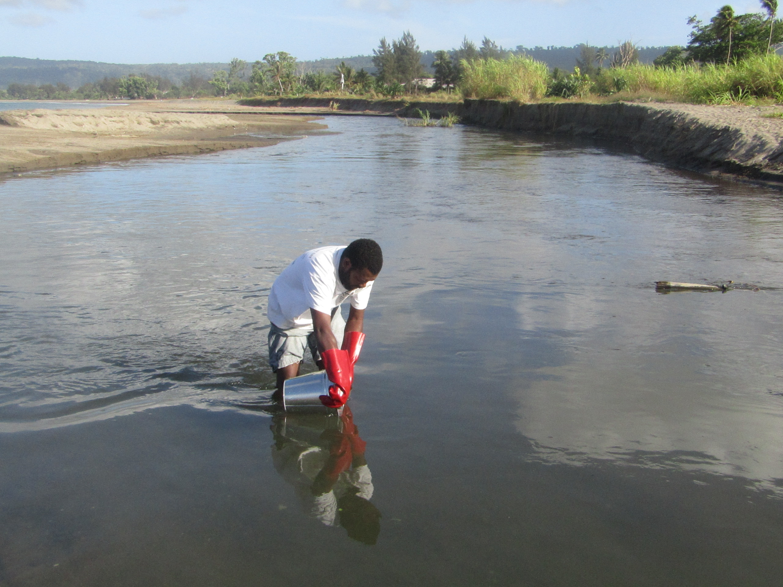 Water sampling in Vanuatu