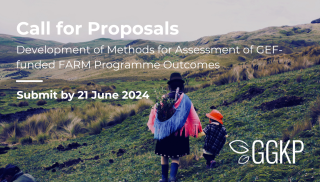 Woman and boy walking over and towards mountains. Call for Proposals: Development of Methods for Assessment of GEF-funded FARM Programme Outcomes | Submit by 10 June 2024 | GGKP